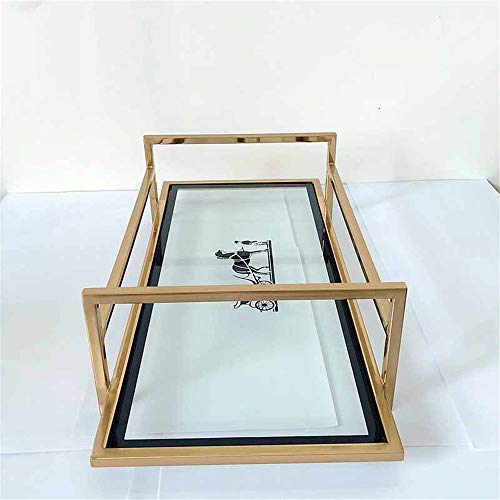 HO-TBO Bandeja de decoración, Joyería Bandeja Rectangular Decorativo del Metal del Oro del Espejo de cortesía Perfume Maquillaje cosmético Organizador Tabla Bandeja de Oro Atractivo y Conveniente