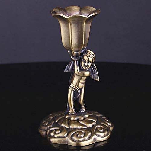 Hokaime Candelabro de Metal clásico del sostenedor de Vela Cena Decoración Ángel Soporte de la Vela decoración de la Boda Juego de 2,Oro