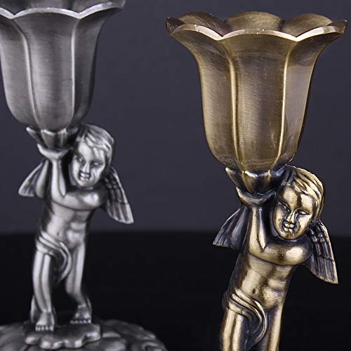 Hokaime Candelabro de Metal clásico del sostenedor de Vela Cena Decoración Ángel Soporte de la Vela decoración de la Boda Juego de 2,Oro