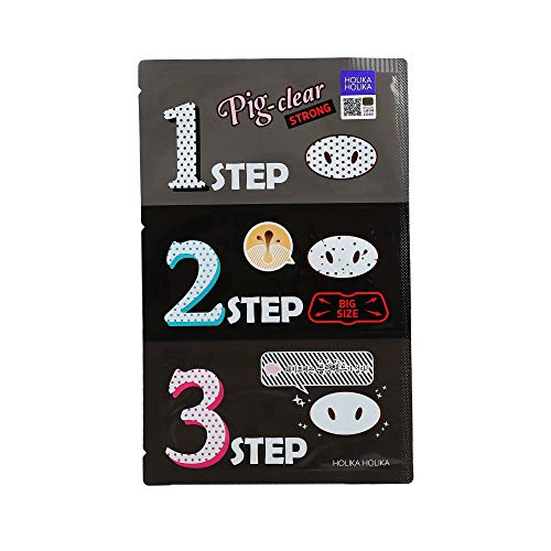 Holika Holika - Kit Anti Puntos Negros 3 Pasos - Pig Nose Clear Blackhead - STRONG - 1 unidad