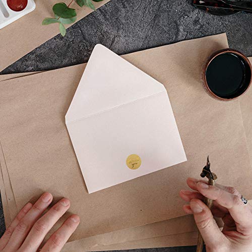 HOMAK – Rollo de pegatinas de agradecimiento (juego de 2, 1000 piezas) Rollo de etiquetas autoadhesivas de 2,5 cm / 1 pulgada Suministros para cartas de negocios, embalaje de regalo, correo de clientes, Vellum, marrón, 2.5cm / 1 inch