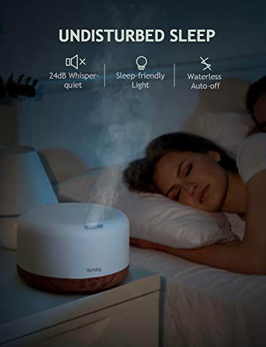 Homasy 1000ml Difusor de Aromas, Humidificador Aceites Esenciales, Luz Nocturna de 14 Colores con Ajuste de Temporizador, para Dormitorio, Sala de Estar