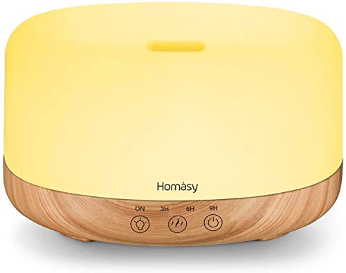 Homasy 1000ml Difusor de Aromas, Humidificador Aceites Esenciales, Luz Nocturna de 14 Colores con Ajuste de Temporizador, para Dormitorio, Sala de Estar