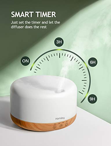 Homasy 1000ml Difusor de Aromas, Humidificador Aceites Esenciales, Luz Nocturna de 14 Colores con Ajuste de Temporizador, para Dormitorio, Sala de Estar