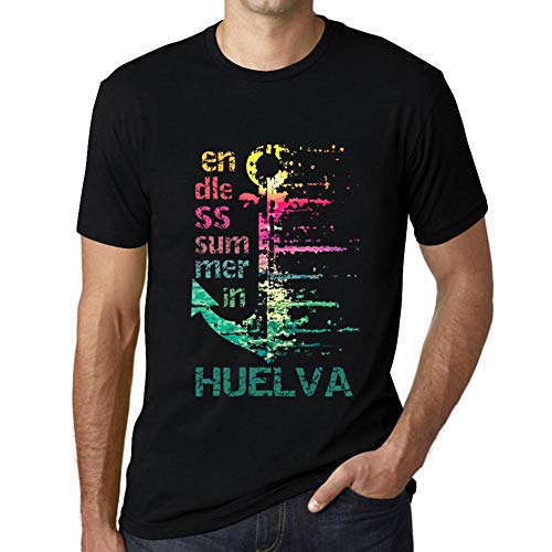 Hombre Camiseta Vintage T-Shirt Gráfico Endless Summer In HUELVA Negro Profundo