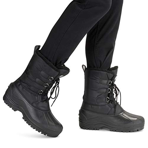 Hombre Cordones Corto Nylon Invierno Nieve Lluvia Cordones Pato Botas - BLK41 - AYC0141