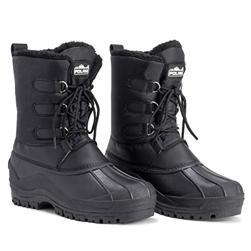 Hombre Cordones Corto Nylon Invierno Nieve Lluvia Cordones Pato Botas - BLK41 - AYC0141