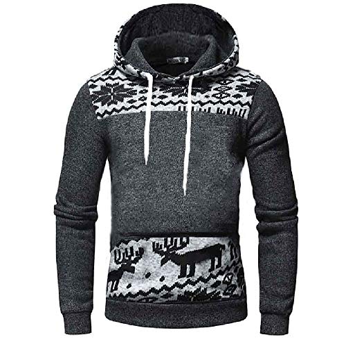 Hombre Sudadera con Capucha Manga Larga Contraste Color Casual Deporte Hoodie Pullover