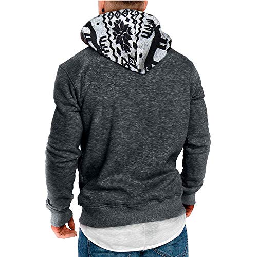 Hombre Sudadera con Capucha Manga Larga Contraste Color Casual Deporte Hoodie Pullover