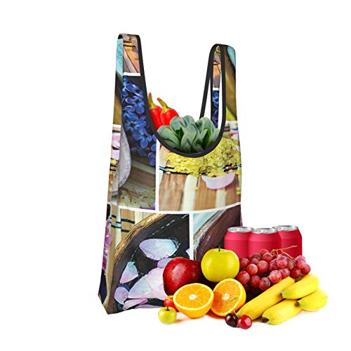 Home Decor Spa Organic Cosmetics Theme Wooden Bowl Petals Lavender Candle Pebbles Therapy Oils Image Purple Brown Reusable Fold Eco-Friendly Shopping Bags