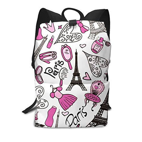 Homebe Mochila Unisex, Eiffel Tower Paris Romantic Business Laptop Backpack Durable Wear Resistance Schoolbag 14 * 8 Inch