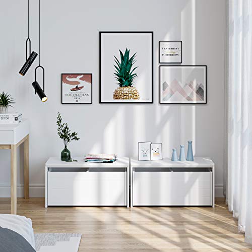 HOMECHO Armario para Almacenamiento de Juguetes Ropa Móvil Baúles Infantil para Niños Chicos con Ruedas Organizador para Juguetes de Madera Blanco 69x32x35.5 cm