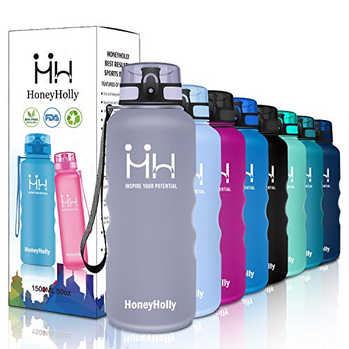 HoneyHolly Botella de Agua Deportes 1500ml Sin Bpa & Apertura con un Solo botón Reutilizable Filtro Botella Gimnasio Tritan Plástico para Niños, Sport, Gimnasio, Trekking, Bicicleta