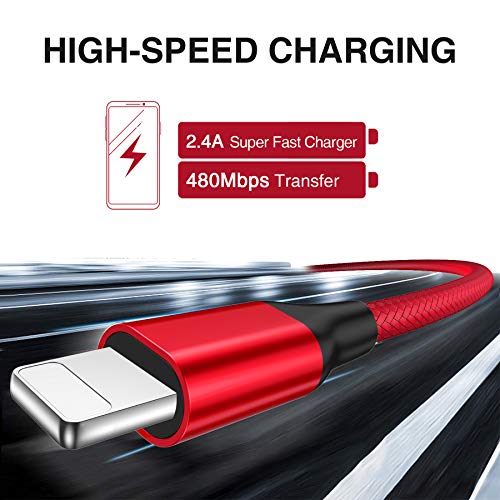 HONGDA Cable Phone, [4Pack 0.3M 1M 2M 3M] Cable Cargador Phone Nylon Trenzado Cable USB de Carga Rápida Compatible con Phone 11 Pro/11 Pro Max/Xr/Xs/X/8/8 Plus/7/6s/6Plus/6/Pad/Pod y más