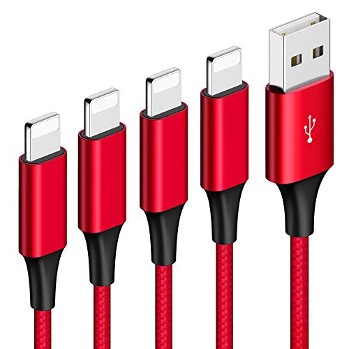 HONGDA Cable Phone, [4Pack 0.3M 1M 2M 3M] Cable Cargador Phone Nylon Trenzado Cable USB de Carga Rápida Compatible con Phone 11 Pro/11 Pro Max/Xr/Xs/X/8/8 Plus/7/6s/6Plus/6/Pad/Pod y más