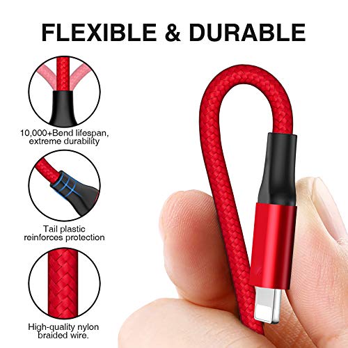 HONGDA Cable Phone, [4Pack 0.3M 1M 2M 3M] Cable Cargador Phone Nylon Trenzado Cable USB de Carga Rápida Compatible con Phone 11 Pro/11 Pro Max/Xr/Xs/X/8/8 Plus/7/6s/6Plus/6/Pad/Pod y más
