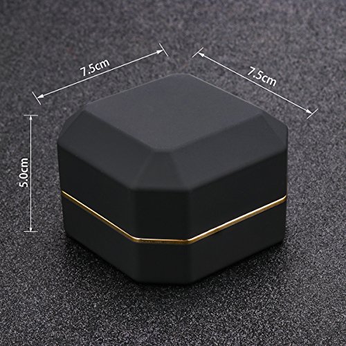 HooAMI Caja para organizar y guardar joyas, anillos, para regalar, con luz LED, para anillo de compromiso