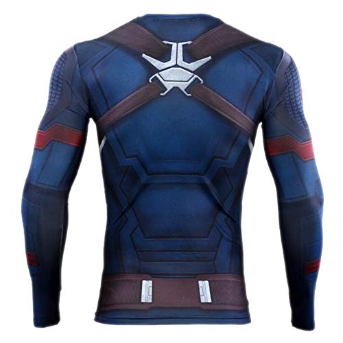 HOOLAZA 2019 Capitán América Camiseta Hombre Jogging Motion Fitness Camisa Manga Larga Manga Corta