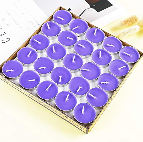 HorBous Velas de Té Sin Perfume 100 Unidades Mas Pesado Tiempo de Combustión 3.5-4 Horas Parafina 3.6 x 3.6 x 1.4 cm 14g Rojo/Rosa/Blanco/Púrpura (Púrpura)