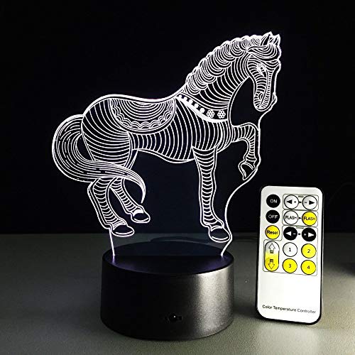 Horse Illusion Light Color Change Touch Button Key Control Remoto Arte Creativo Visual Night Light Dropper