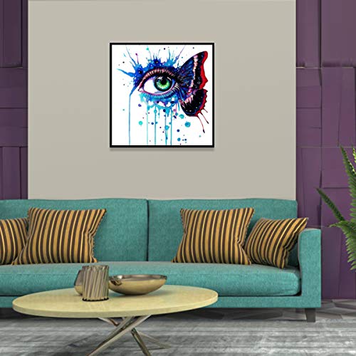 HQdeal 5D Kit Completo de Pintura de Diamante, ojos azules Bordado de Diamantes de Imitación para Adultos Relájese en Punto de Cruz Artes de Artes Pegadas para Decoración de Paredes30*30cm