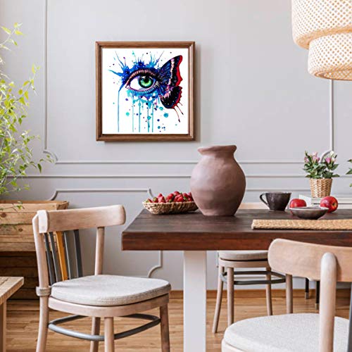HQdeal 5D Kit Completo de Pintura de Diamante, ojos azules Bordado de Diamantes de Imitación para Adultos Relájese en Punto de Cruz Artes de Artes Pegadas para Decoración de Paredes30*30cm