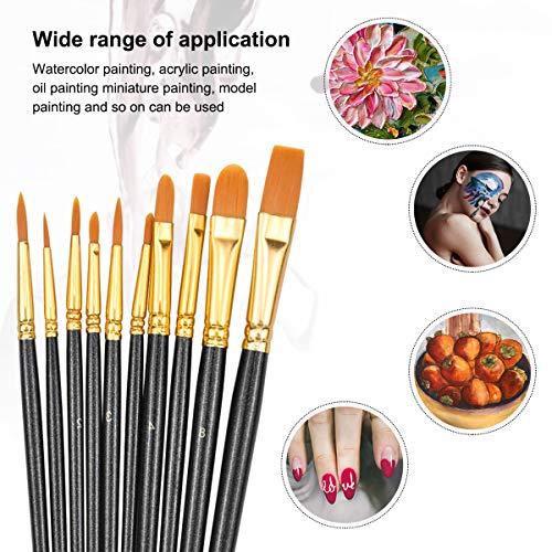 HQdeal Set de Pinceles, 10 Piezas Pinceles Acrilico con Paleta de Mezclas, Pinceles de Pintura, Pinceles para Pintura de Acuarela para Artistas Pintura de Revestimiento Manualidades niños