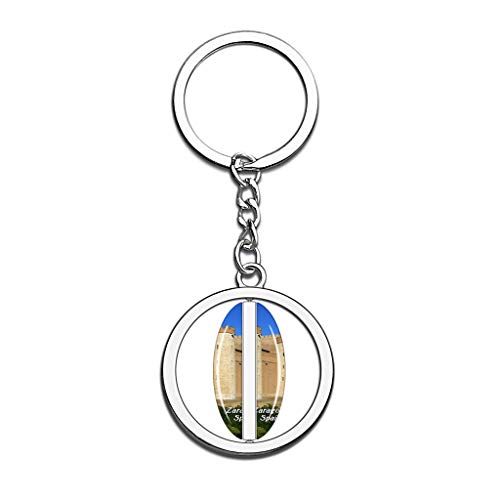 Hqiyaols Keychain España Alhafili Palace Zaragoza Cristal Girar Acero Inoxidable Llavero Viajes Ciudad Recuerdo Llavero