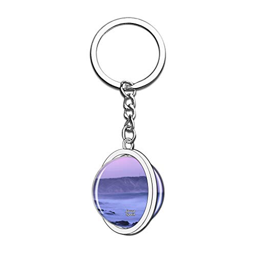 Hqiyaols Keychain España Arenal Beach Javea Cristal Girar Acero Inoxidable Llavero Viajes Ciudad Recuerdo Llavero