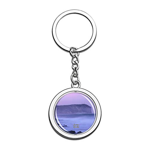 Hqiyaols Keychain España Arenal Beach Javea Cristal Girar Acero Inoxidable Llavero Viajes Ciudad Recuerdo Llavero
