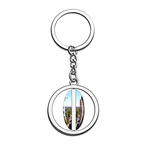 Hqiyaols Keychain España Catedral del Pilar Zaragoza Cristal Girar Acero Inoxidable Llavero Viajes Ciudad Recuerdo Llavero