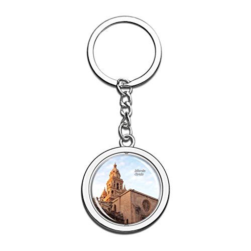 Hqiyaols Keychain España Murcia Cristal Girar Acero Inoxidable Llavero Viajes Ciudad Recuerdo Llavero