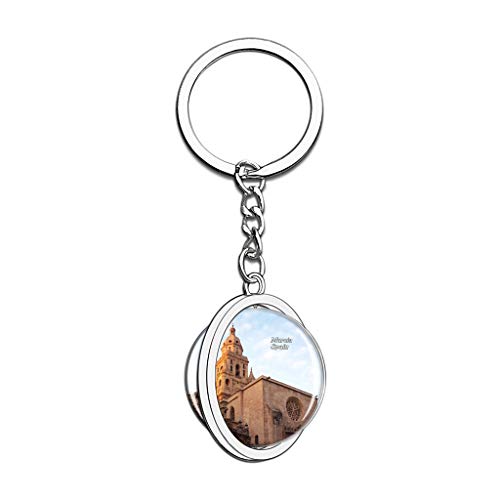 Hqiyaols Keychain España Murcia Cristal Girar Acero Inoxidable Llavero Viajes Ciudad Recuerdo Llavero