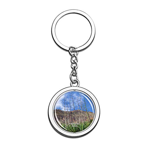 Hqiyaols Keychain España Nihal Nature Park Almeria Cristal Girar Acero Inoxidable Llavero Viajes Ciudad Recuerdo Llavero