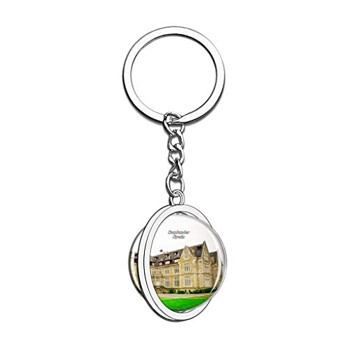 Hqiyaols Keychain España Península de Magdalena Santander Cristal Girar Acero Inoxidable Llavero Viajes Ciudad Recuerdo Llavero