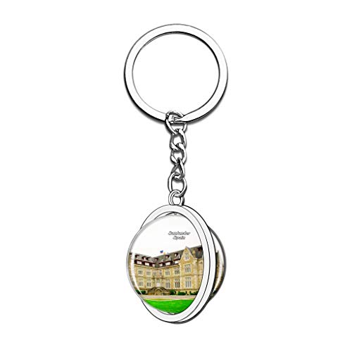 Hqiyaols Keychain España Península de Magdalena Santander Cristal Girar Acero Inoxidable Llavero Viajes Ciudad Recuerdo Llavero