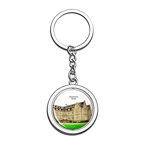 Hqiyaols Keychain España Península de Magdalena Santander Cristal Girar Acero Inoxidable Llavero Viajes Ciudad Recuerdo Llavero