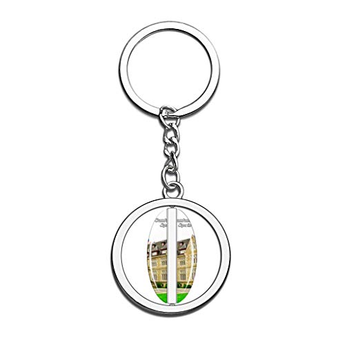 Hqiyaols Keychain España Península de Magdalena Santander Cristal Girar Acero Inoxidable Llavero Viajes Ciudad Recuerdo Llavero