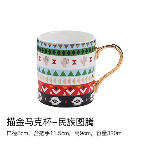 HRDZ Tótem de píxeles Mango de Oro Taza Taza de café de Oficina Té de hogar Taza de Bebida de Leche Taza de Agua