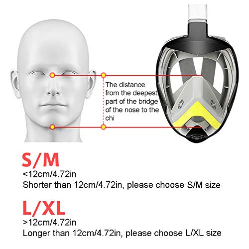 HRXS Máscara de Snorkel Máscara de Snorkel de Rostro Completo y seco Completo Vista panorámica de 180 ° Buceo antivaho, antifugas, Plegable y Seguro para Adultos y jóvenes,Naranja,S/M