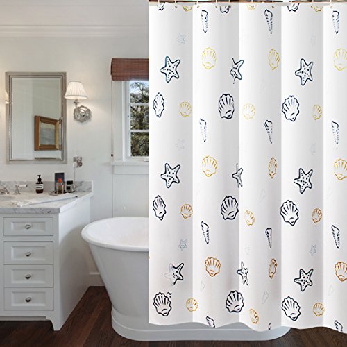 HuaForCity Cortina Baño, EVA Cortinas de Ducha/Bañera 200X200cm, Impermeable, Antimoho, Antibacteriano,Ganchos Patrón Mediterráneo
