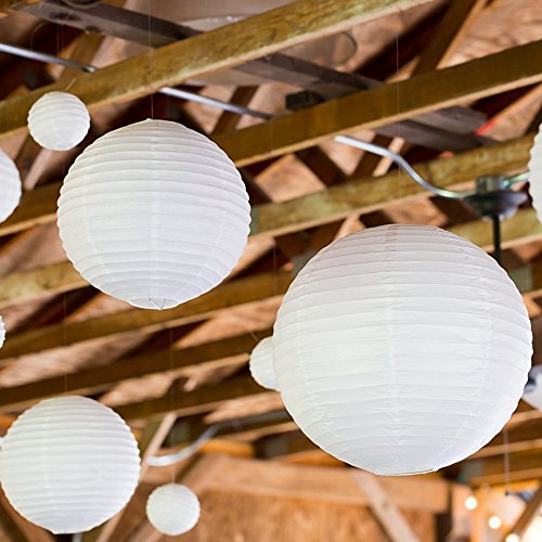 Huahan Haituo White Round Paper Lampshade Classic Bamboo Style acanalado pantalla White Round Paper Lampshade Classic Bamboo Style acanalado pantalla (30cm/12")