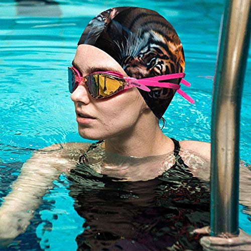 Huatongxin African Tiger Eyes Gorros de natación para hombres y mujeres son adecuadas para Boys y Girls.