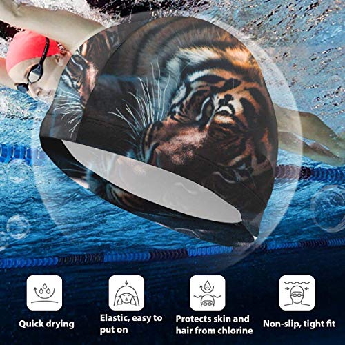 Huatongxin African Tiger Eyes Gorros de natación para hombres y mujeres son adecuadas para Boys y Girls.
