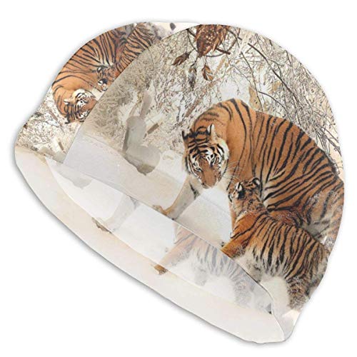Huatongxin Tiger in The Snow - Gorras de natación para hombres y mujeres también son adecuadas para niños y niñas.