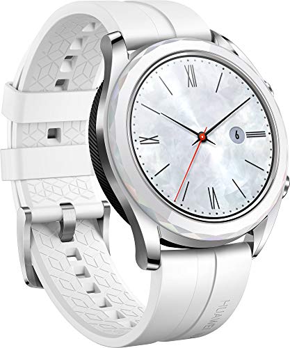Huawei Watch GT Elegant, Smartwatch con Caja de Metal, Pantalla Táctil AMOLED de 1.2", Monitor de Ritmo Cardíaco y Sueño, GPS, Sumergible 50 M, 42 mm, Blanco