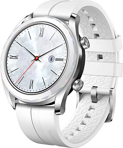 Huawei Watch GT Elegant, Smartwatch con Caja de Metal, Pantalla Táctil AMOLED de 1.2", Monitor de Ritmo Cardíaco y Sueño, GPS, Sumergible 50 M, 42 mm, Blanco