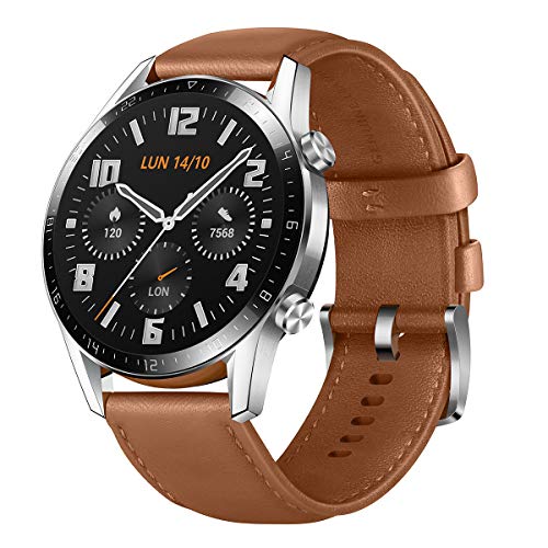 Huawei Watch GT2 Classic - Smartwatch con Caja de 46 Mm (Hasta 2 Semanas de Batería, Pantalla Táctil Amoled de 1.39", GPS, 15 Modos Deportivos, Llamadas Bluetooth), marrón