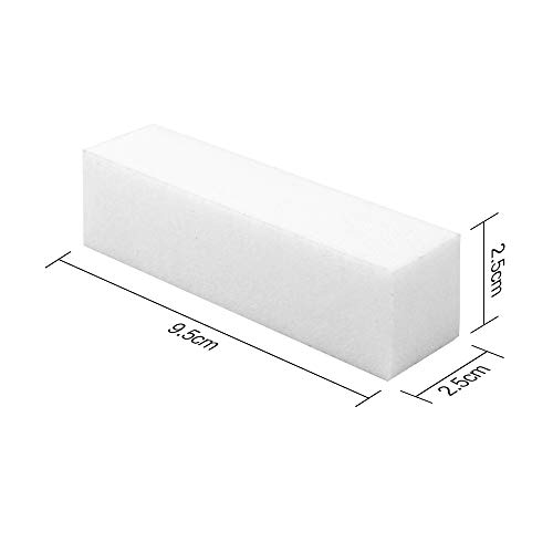 Huayue 12pcs Lima Unas Profesional Limas de Uñas Profesionales, Bloque Pulidor Uñas Taco Pulidor Uñas, Bloque de Tampón Limas de Esponja Herramienta de Manicura de Uñas (9.5cm, blanco)