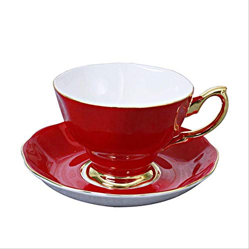 Hueso China Taza De Café Y Saucer Moda Oro Chapado Taza De Té Porcelana Tarde Té Negro Té Casero Drinkware Regalo 2taza de café platillo